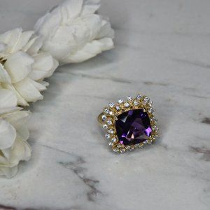 Certified with appraisal. Diamond, Amethyst Gold Ring
